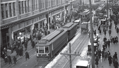 A 1921 view of Queen Street looking east to Yonge Street