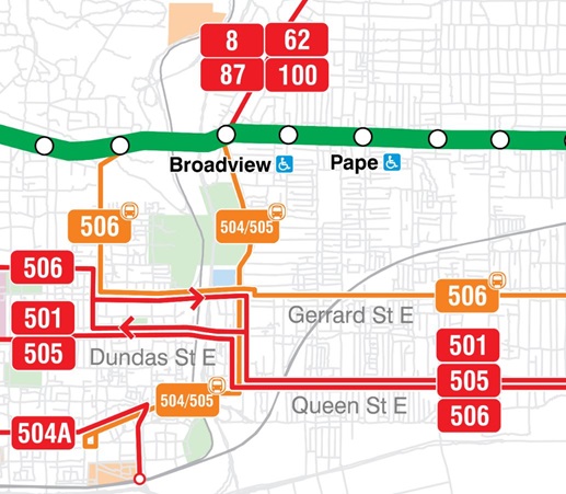 phase 1 of transit diversions during Broadview Station work