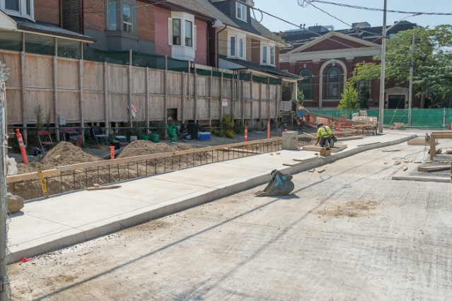 Easier access construction site, sidewalks have been poured but the road is not paved yet