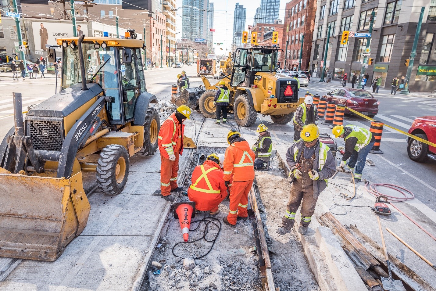 workers replacing track infrastructure