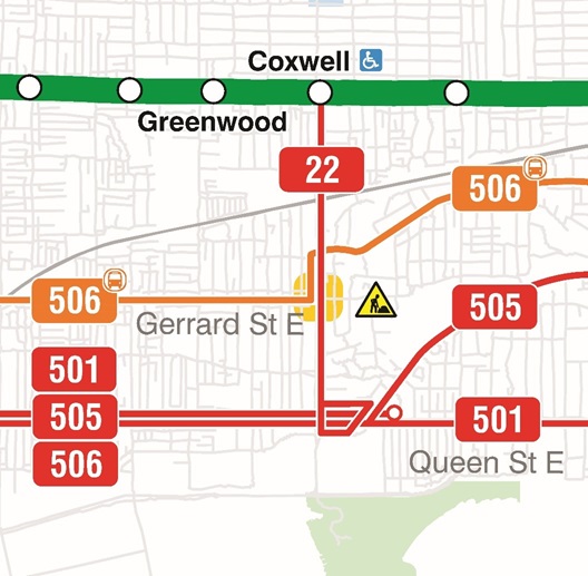 phase 1 of transit diversions during Coxwell Gerrard work