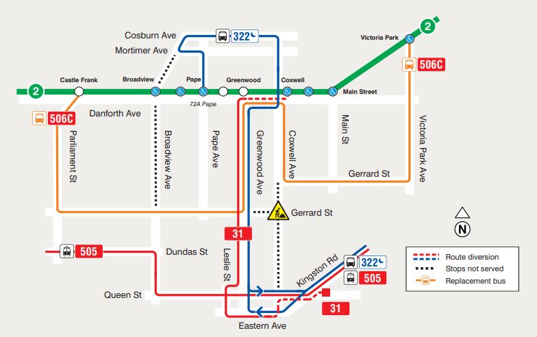 transit map related to intersection closure phase 2