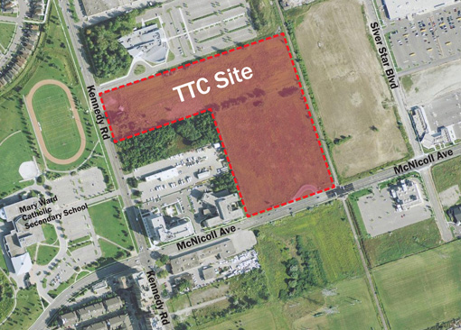 An aerial view of the proposed site
