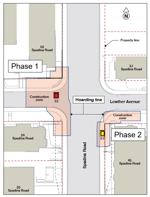 construction staging for spadina station