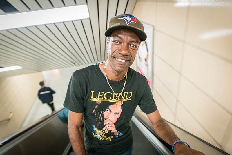 Dwight Belgrove on an escalator