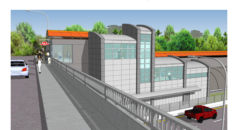 Easterly view of rendering of new elevator structure