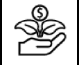 Pictogram of a hand with a plant and a coin