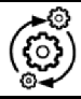 Pictogram of gears spinning