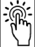 Pictograph of a finger pushing a large button