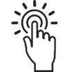 Pictograph of a finger pushing a large button
