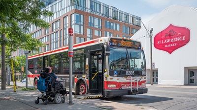 A bus at a stop