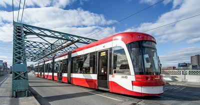 Streetcar crossing bridge