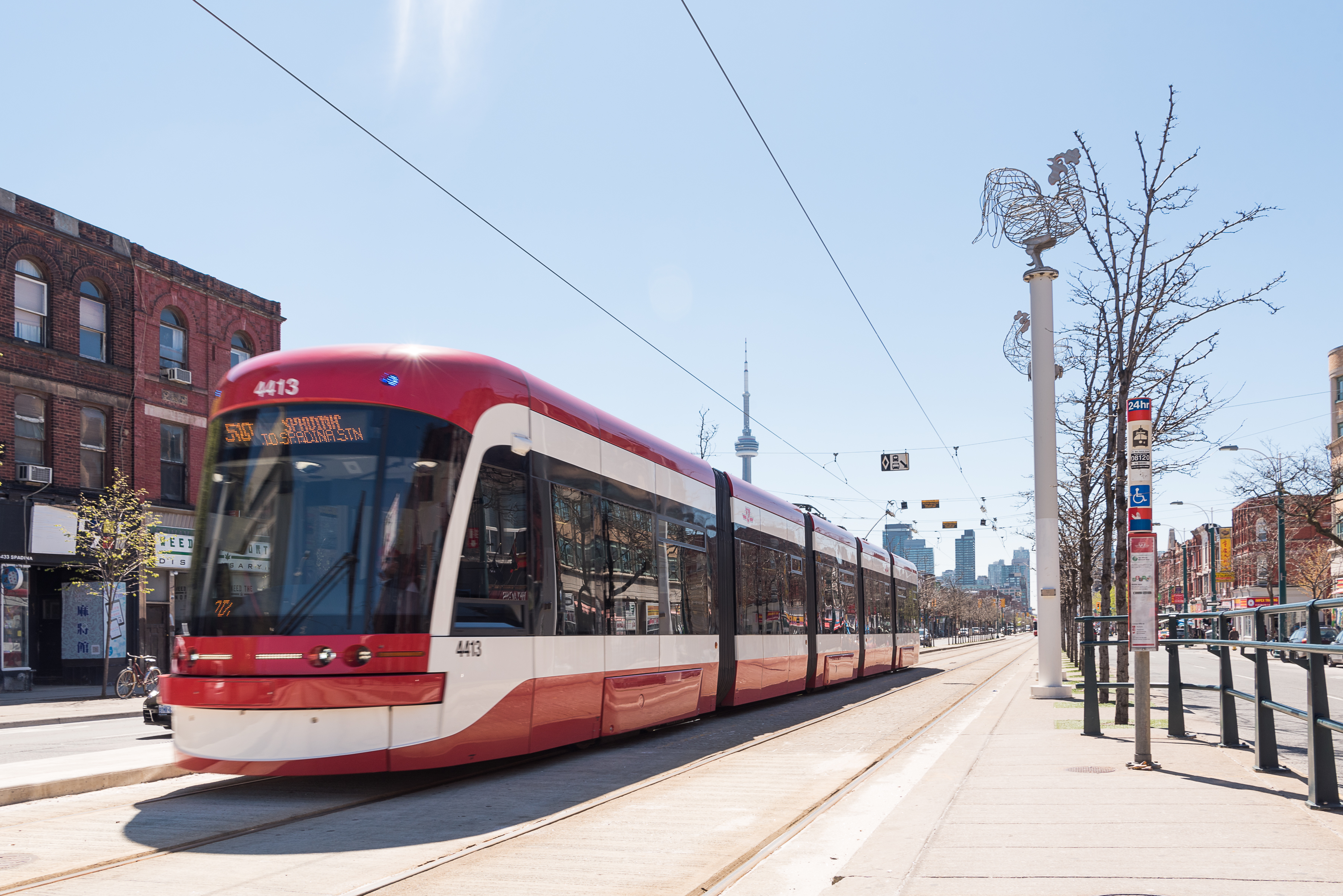 Photo of a streetcar on Queens Quay, downtown Toronto