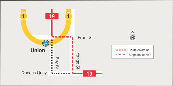 Map of 19 service impact due to bridge work