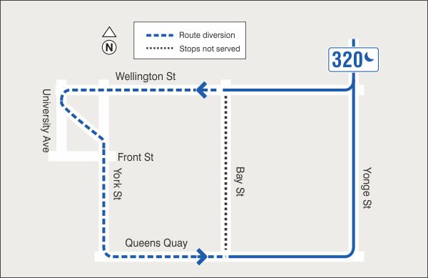 Map of 320 service impact due to bridge work