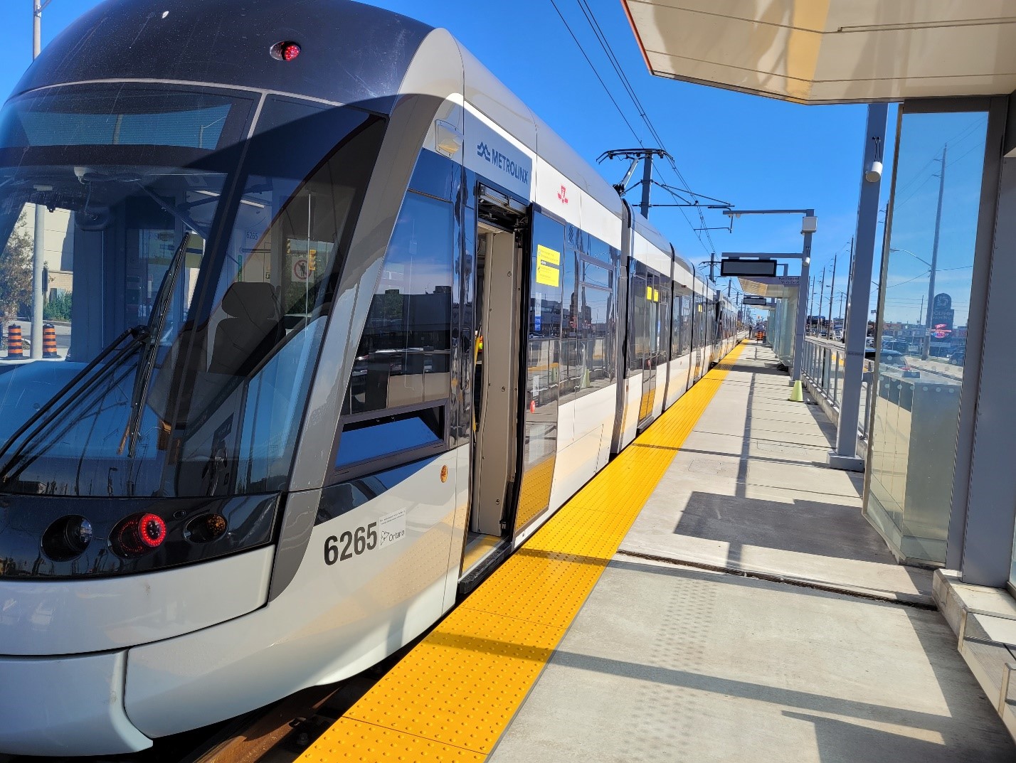 Image of The light rail vehicles (LRVs) on Line 5. The Alstom (formerly Bombardier) Flexity Freedom.