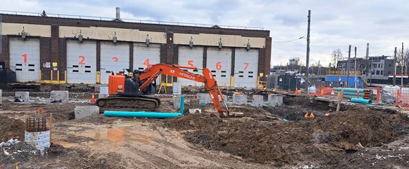 Concrete and track work removal and excavation is ongoing at the TTC Russell Carhouse