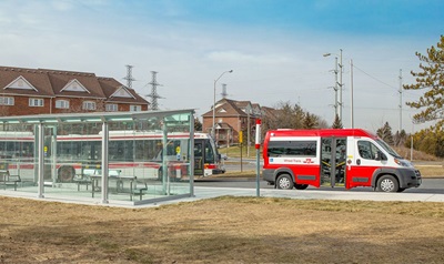 Buses at the Meadowvale Loop Access Hub
