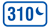 310 Lozenge with a blue border and text on a white background, text is followed by a blue quarter moon symbol