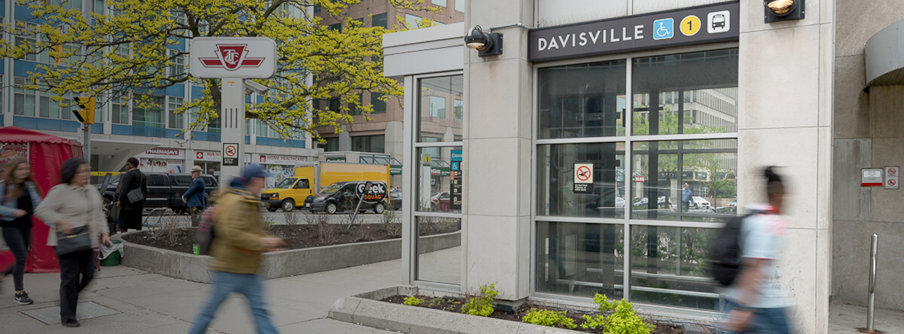 View of Street level access to Davisville Station
