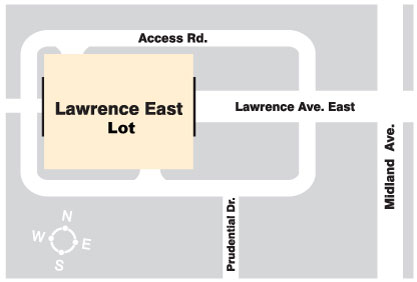 Map Lawrence East Lot from Lawrence Avenue East and Midland avenue  at Lawrence station